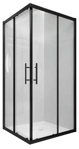 CERANO - Sprchový kout Fabrizio L/P - černá matná, transparentní sklo - 80x80 cm - posuvný