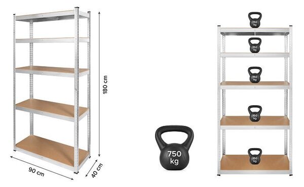 Skladový regál REBEL RB-1251R 180x90x40, červený