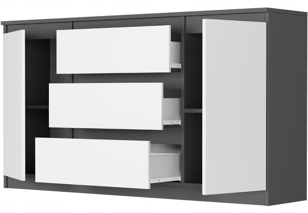 Komoda Rymaxa (antracit + bílá). Akce -9%