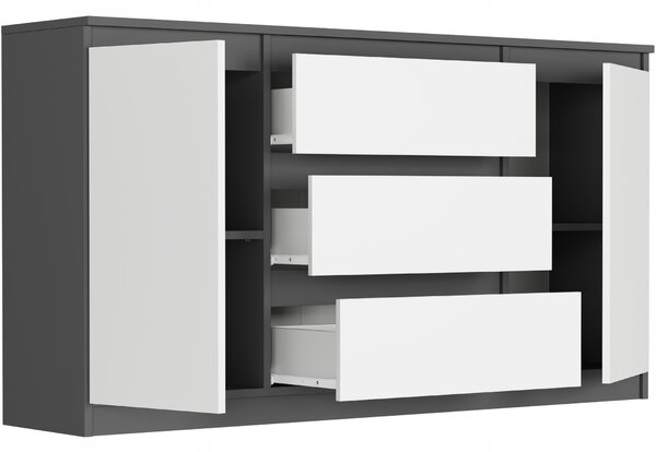 Komoda Rymaxa (antracit + bílá). Akce -9%