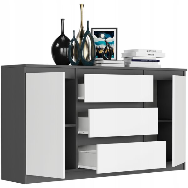 Komoda Rymaxa (antracit + bílá). Akce -9%