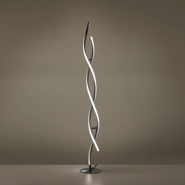 LOLA Smart LED stojací lampa LOLAsmart Swing, stmívatelný, Hliník / šedá / zinek, Obývací pokoj / jídelna, Hliník, Moderní