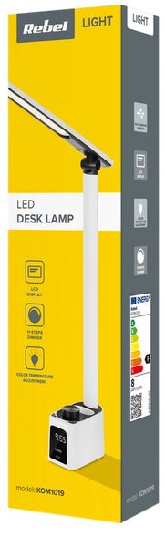 Stolní lampa s hodinama REBEL KOM1019 , regulace