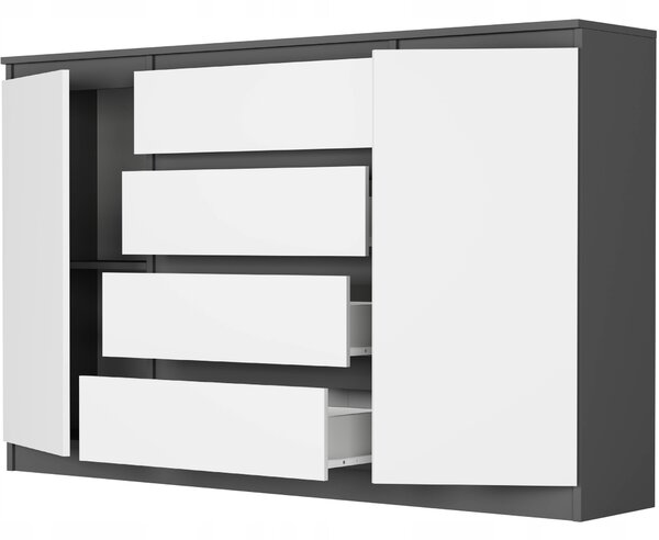 Komoda Rubbon (antracit + bílá). Akce -14%