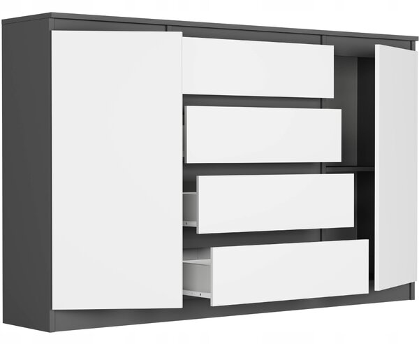 Komoda Rubbon (antracit + bílá). Akce -14%