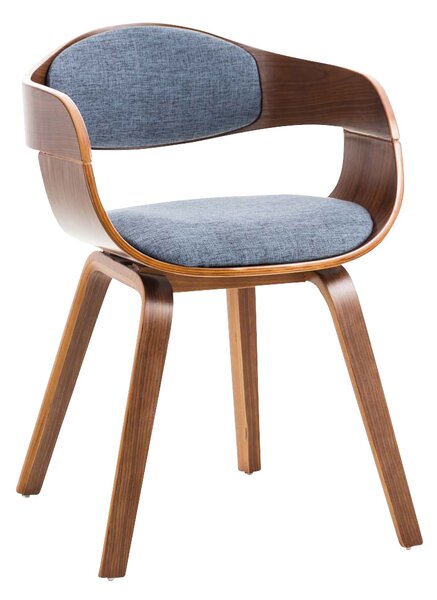 Židle King látka, dřevěné nohy ořech - Modrá
