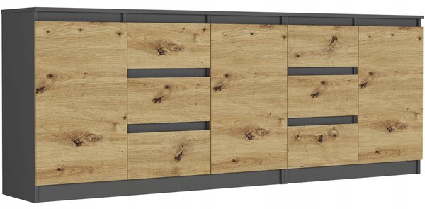 Framire Sada komod antracit mix artisan 200 x 76 x 33 cm R-200-S6