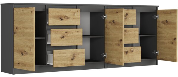 Framire Sada komod antracit mix artisan 200 x 76 x 33 cm R-200-S6