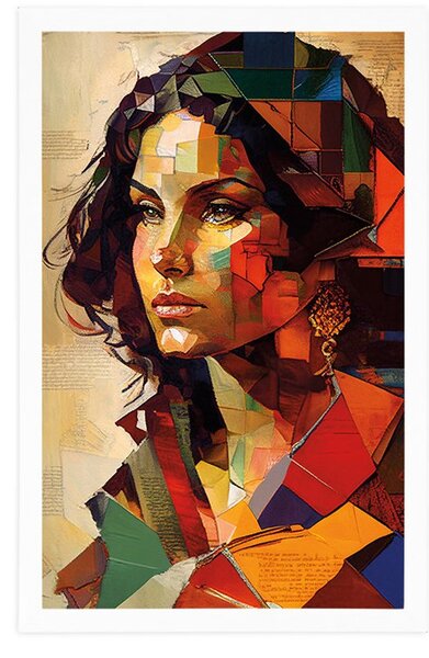 Plakát profil ženy v patchwork designu