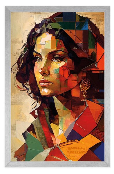 Plakát profil ženy v patchwork designu
