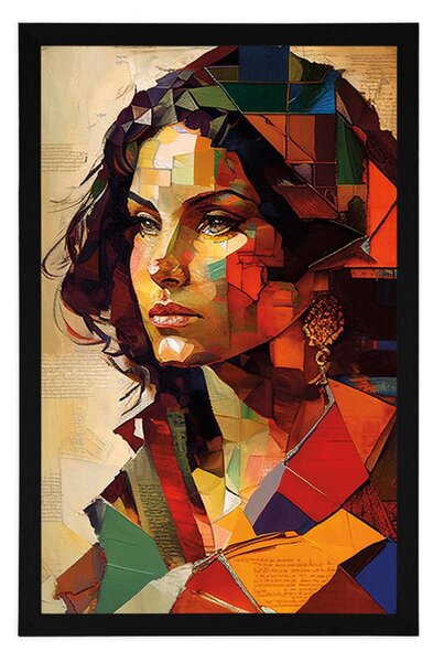 Plakát profil ženy v patchwork designu