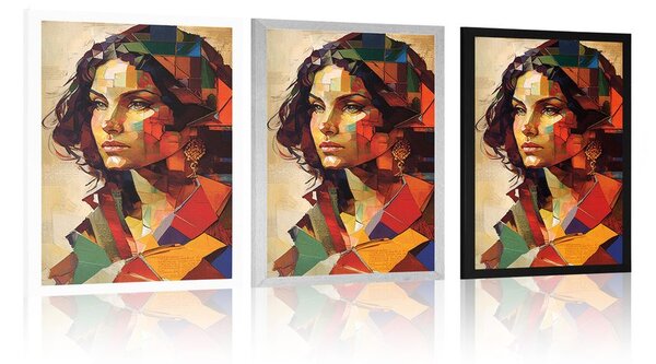 Plakát profil ženy v patchwork designu