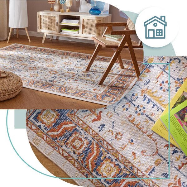 Šňůrkový oboustranný koberec ECHO FLORAL Ivory