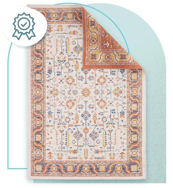 Šňůrkový oboustranný koberec ECHO FLORAL Ivory