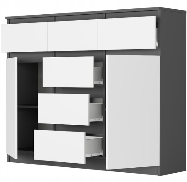 Komoda Raunia (antracit + bílá). Akce -17%