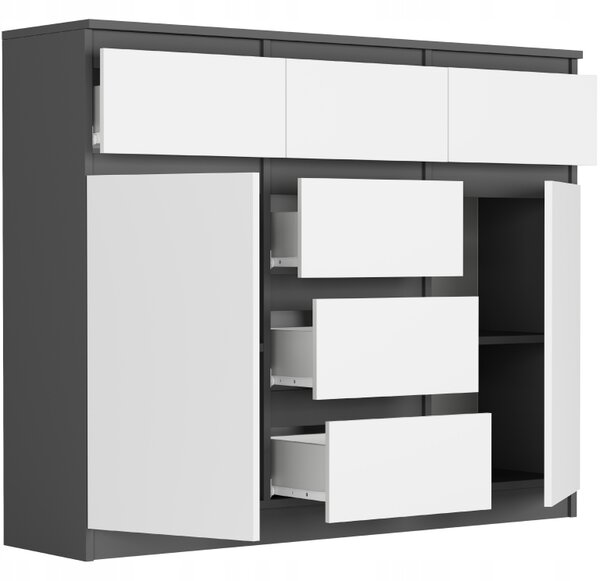Komoda Raunia (antracit + bílá). Akce -17%
