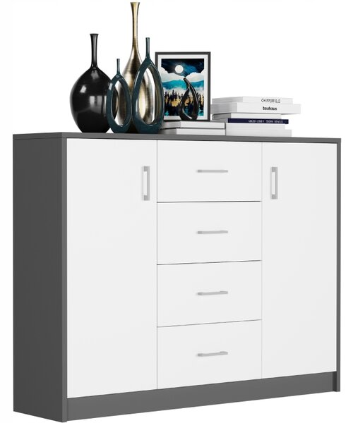 Komoda Unedia (antracit + bílá). Akce -10%