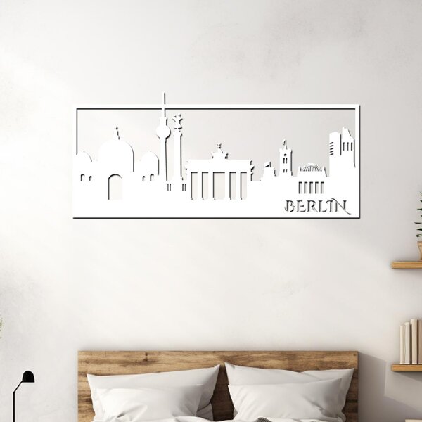 Dřevěná dekorace na zeď BERLIN | Rozměry (cm): 60x28 | Zvolte barvu dekoru: Černá
