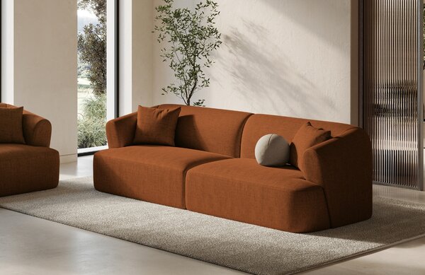 -25 % Dny MOMENTI– Cosmopolitan Design Terakotově oranžová čalouněná čtyřmístná pohovka Campi 255 cm