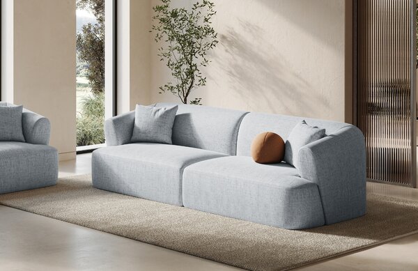 -25 % Dny MOMENTI– Cosmopolitan Design Světle šedá čalouněná čtyřmístná pohovka Campi 255 cm