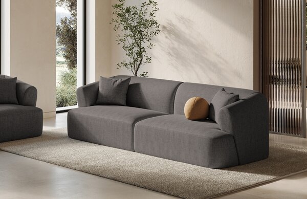 -25 % Dny MOMENTI– Cosmopolitan Design Šedá čalouněná čtyřmístná pohovka Campi 255 cm