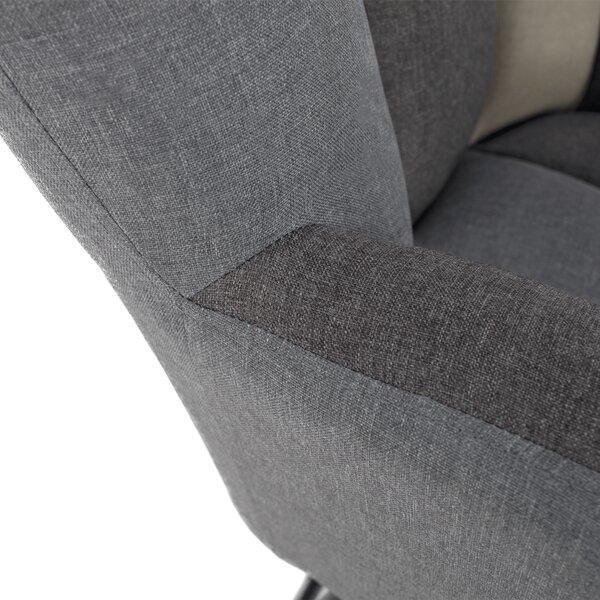 KONDELA Designové houpací křeslo, patchwork šedá / béžová, KEMARO