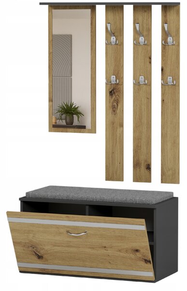 Předsíňová sestava Vitilla (antracit + artisan) (se zrcadlem)