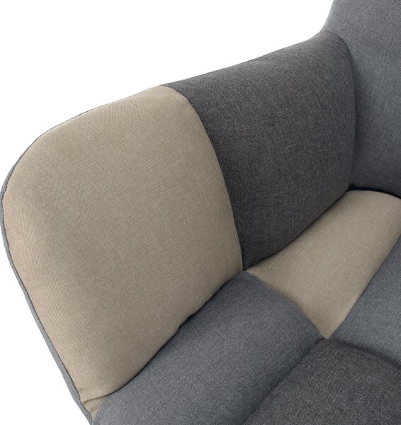 KONDELA Designové houpací křeslo, patchwork šedá / béžová, KEMARO