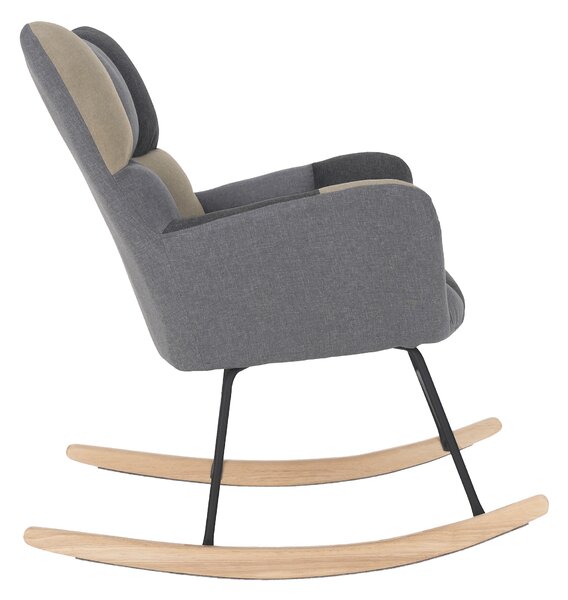 KONDELA Designové houpací křeslo, patchwork šedá / béžová, KEMARO