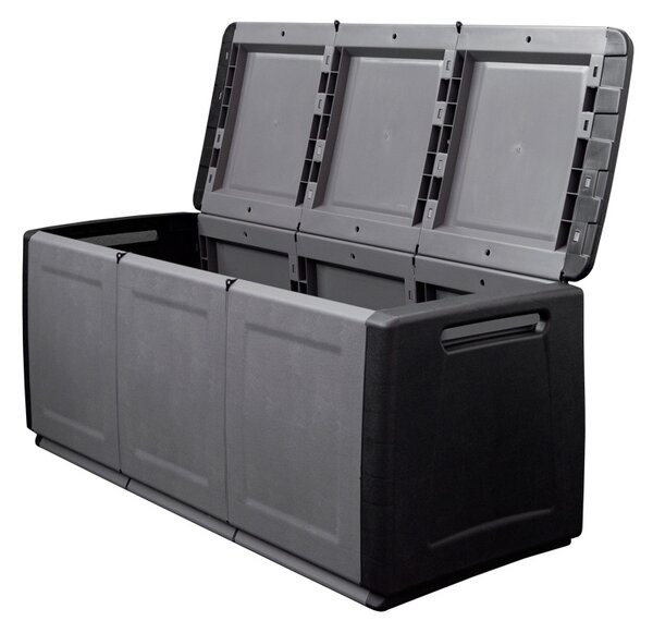 Plastový odkládací box s víkem na nářadí, 1380x570x530 mm, šedý