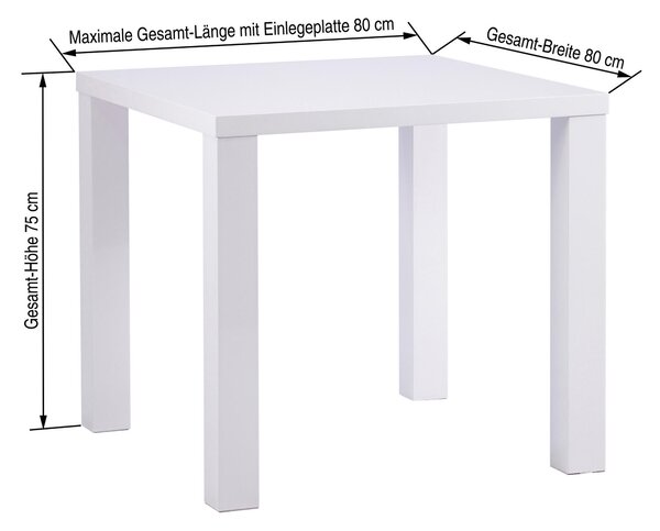 JÍDELNÍ STŮL, vysoce lesklá bílá, 80/80/75 cm P & B - Online Only jídelní stoly, Online Only