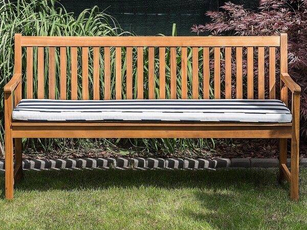 Zahradní lavička s polštářem VIVARA 160 cm Certifikované akáciové dřevo Námořnická modrá