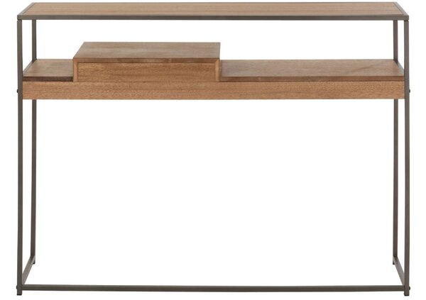 Hnědý dřevěný toaletní stolek J-line Differa 120 x 30 cm