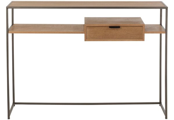Hnědý dřevěný toaletní stolek J-line Differa 120 x 30 cm