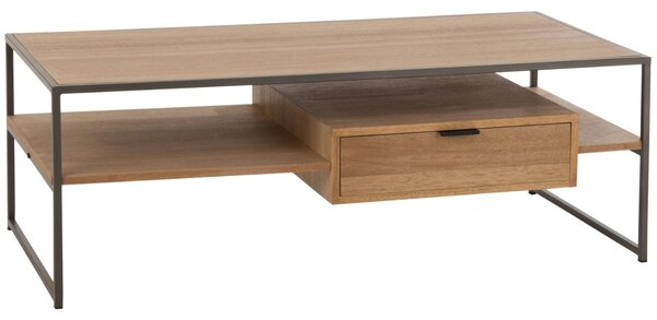 Hnědý dřevěný konferenční stolek J-line Differa 120 x 60 cm