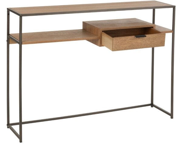 Hnědý dřevěný toaletní stolek J-line Differa 120 x 30 cm