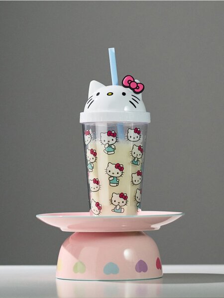 Sinsay - Hrnek s víčkem a brčkem Hello Kitty - vícebarevná