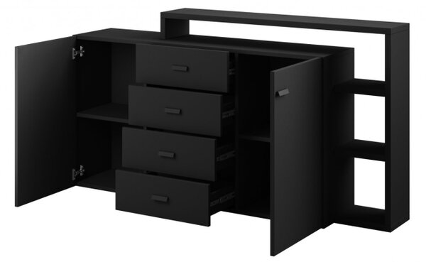 Designová komoda KIBOU se šuplíky a nástavce - matná černá