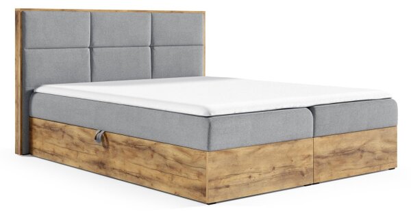 Boxspringová postel CHANTELLE 2 - 200x200, šedá + topper ZDARMA