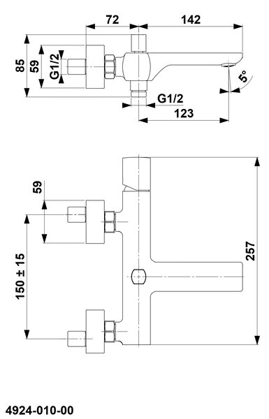 KFA Armatura Morganit vanová baterie na stěnu chrom 4924-010-00