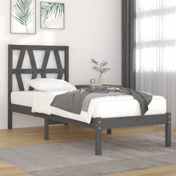 Rám postele šedý masivní borovice 75 x 190 cm Small Single