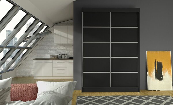 Moderní šatní skříň LINH 4 - šířka 120 cm, černá