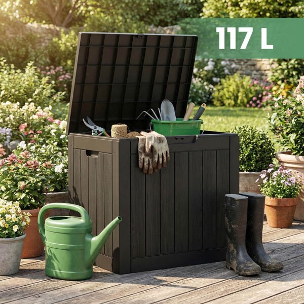 Zahradní úložný box černý 117 L