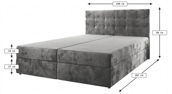 Čalouněná postel boxspring GLORIEN VELVET 140x200 cm tyrkysová Matrace: Matrace Bonell pružinová