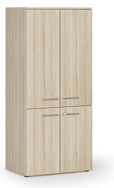 Kancelářská policová skříň PRIMO WOOD, půlené dveře, 800 x 500 x 1781 mm, dub přírodní