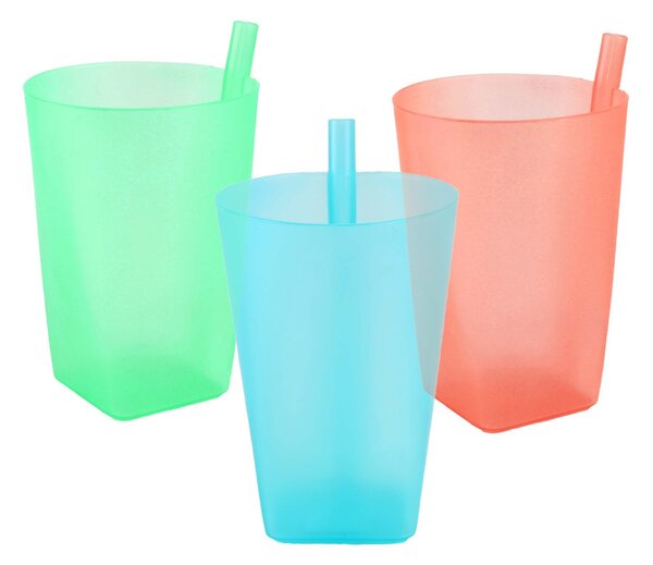 Plastový kelímek s brčkem TORO MIX barev