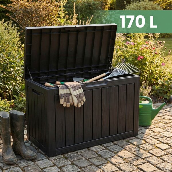 Zahradní úložný box černý 170 L