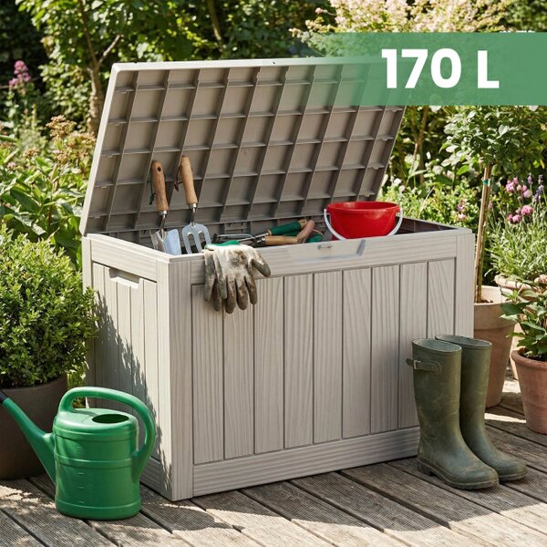 Zahradní úložný box šedý 170 L