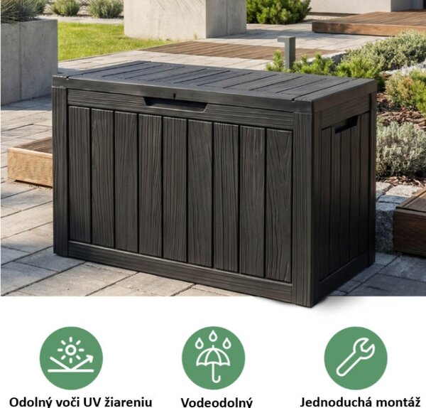 Zahradní úložný box černý 170 L