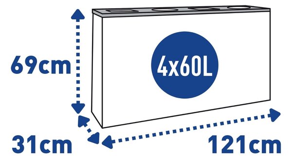 Alda Sestava na tříděný odpad Eko Station 4 x 60 l, lakovaná ocel, bílá/černé víko